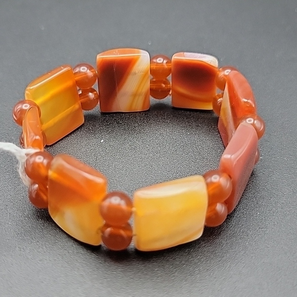 Agate & Onyx 180.00 Cts Natural Gemstone Stretchable Bracelet Beaded Men Unisex